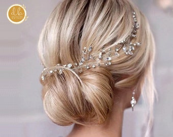 Flower Hair Vine, Wedding Hair Piece, Pearl Bridal Hair Piece, Floral Wedding Headband, Bridal Hair Accessory, Wedding Hair,Flower Headpiece