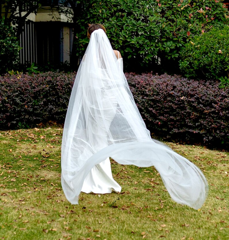 Cathedral Wedding Veil, soft wedding veil, White Veils, Ivory Veil, White Wedding Veil, Long Ivory Veil, Veil With Comb, Long Bridal Veil zdjęcie 3
