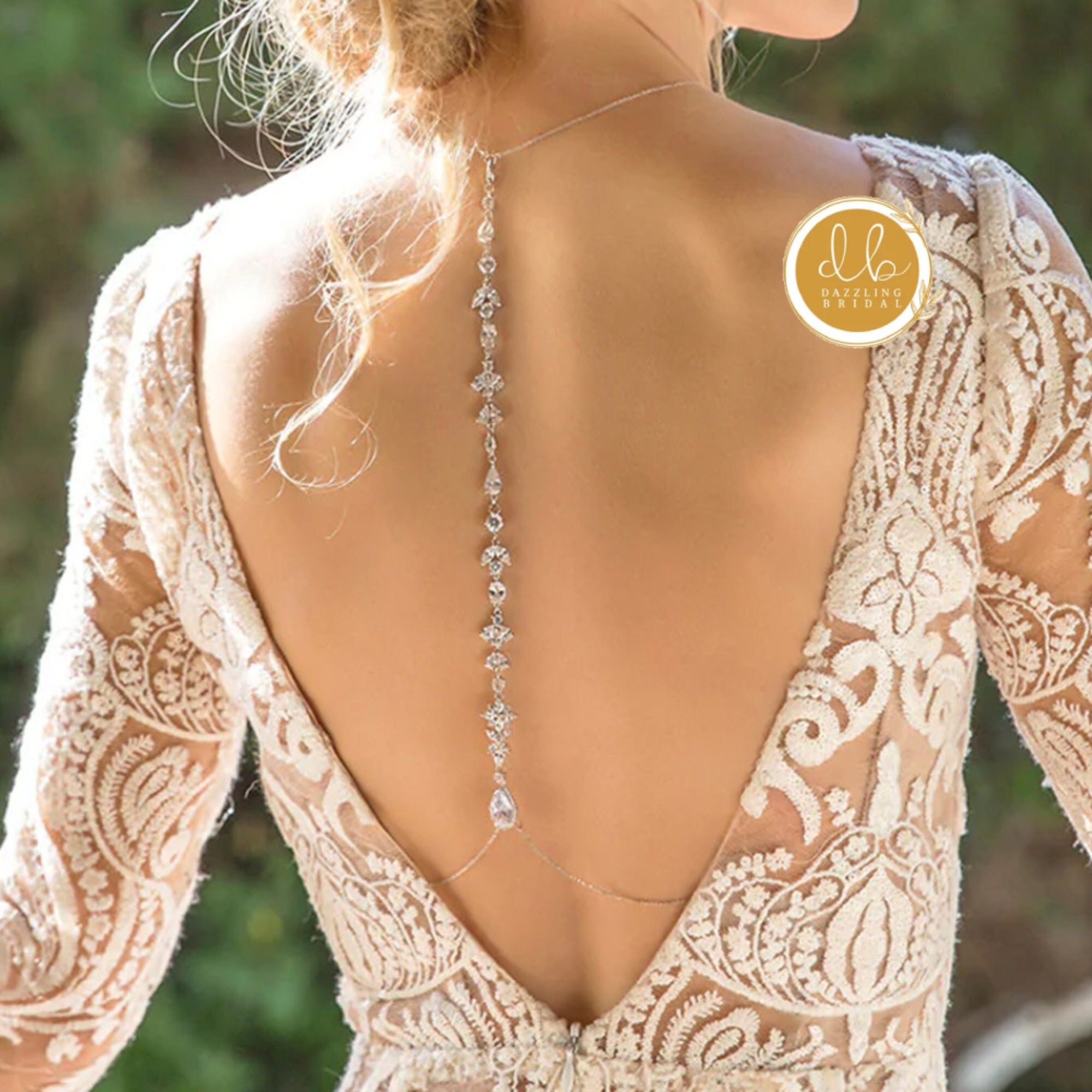 Sterling Silver Pearl & Crystal Backdrop Necklace 'Lacie' – Bridal De Vine