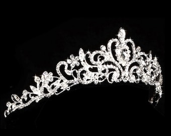 Elegant Pearl Diamond Rinstone Classic Bridal Wedding Prom Party Hair Accessories Classical Music Tiara Crown Bridal Rhinestone Headband