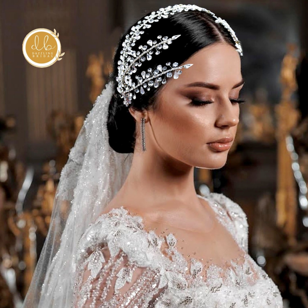 Handmade Luxury Swarovski Crystal Bridal Tiara Hair Vine Wedding