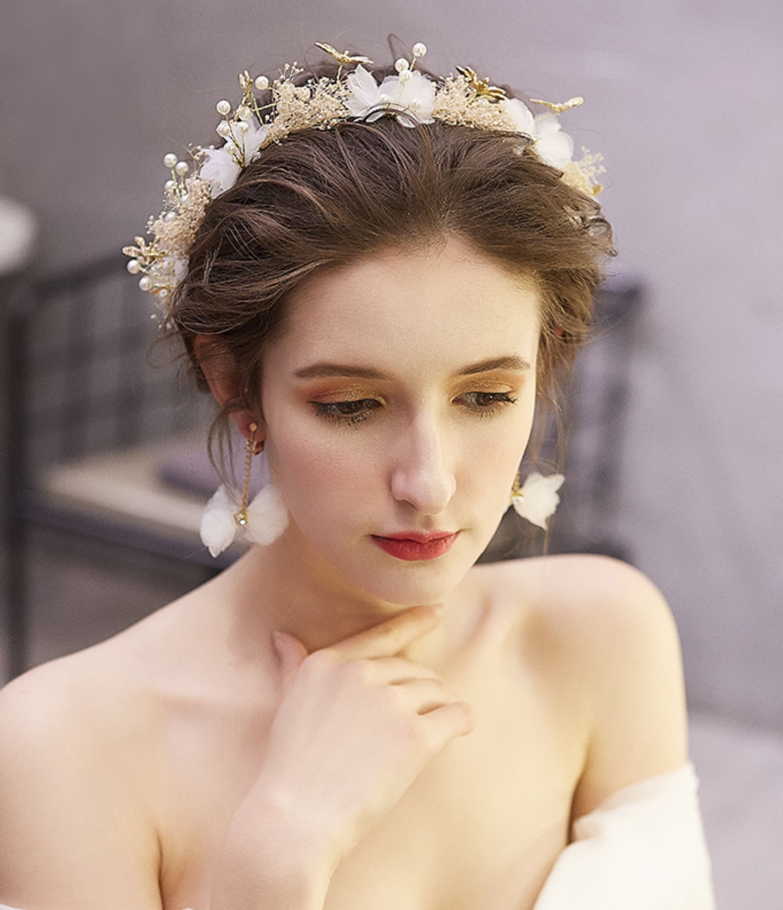 Bridal Floral Halo Hair Piece Wedding Prom Boho Party Wrap Etsy