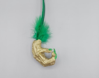 Gold Glitter Hoodoo Chicken Foot Charm, Amulet, Talisman, money drawing