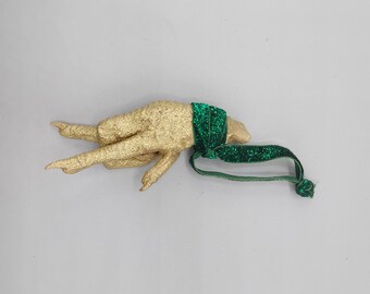 Gold Glitter Hoodoo Chicken Foot Charm, Amulet, Talisman, glow in the dark