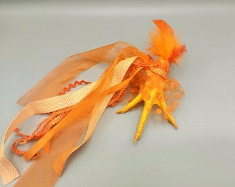 Orange Chicken Foot Charm, Protection Amulet, Hoodoo Talisman