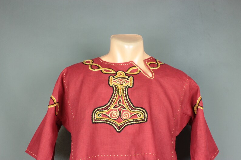 Small size S-M linen tunic with Thor/'s Hammer Seasonal Sale cosplay fantasy Viking reenactment 20/% Price Reduction!