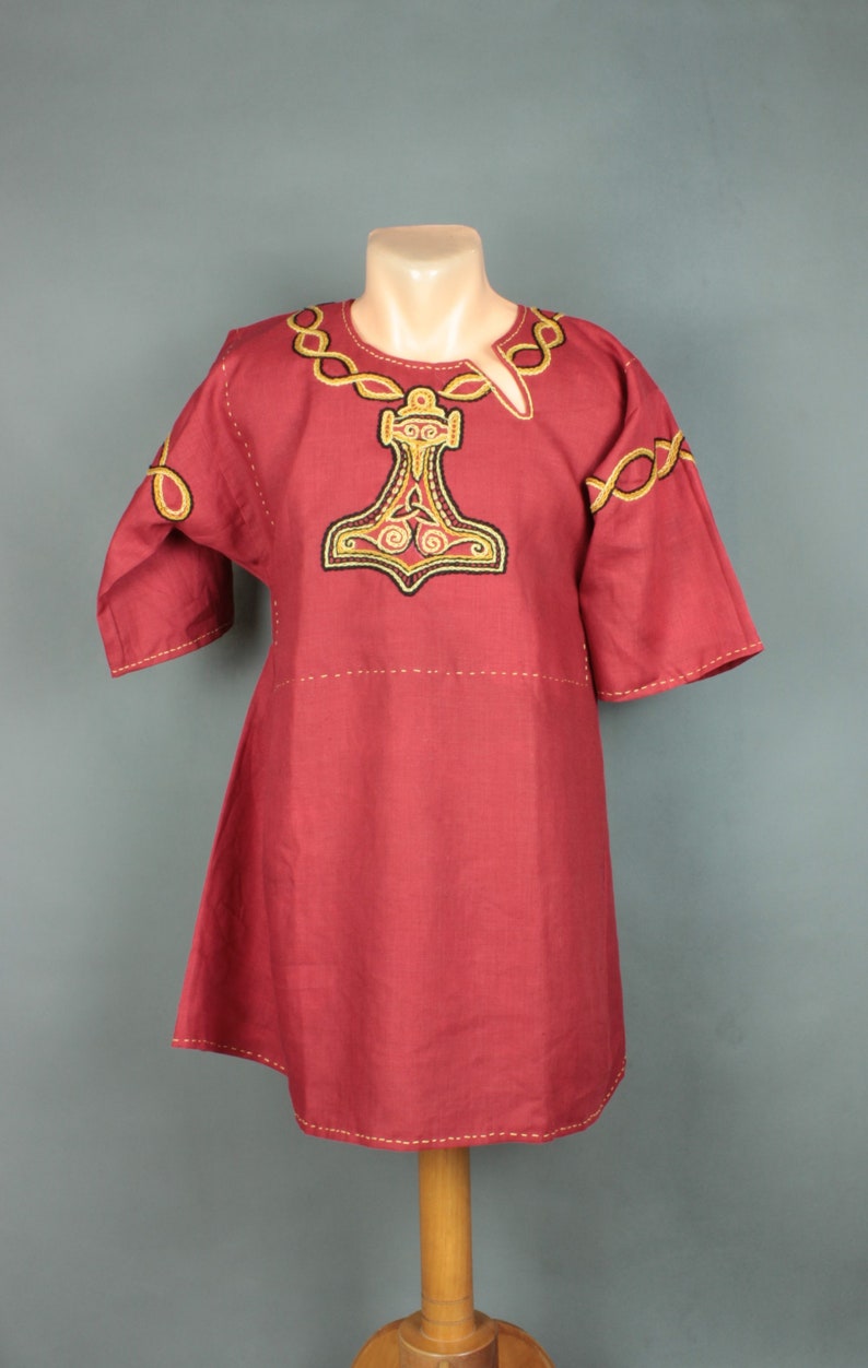 Small size S-M linen tunic with Thor/'s Hammer Seasonal Sale cosplay fantasy Viking reenactment 20/% Price Reduction!