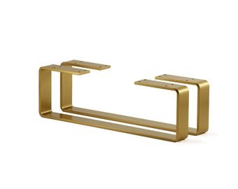 Gold Steel Low Furniture Legs for Sofa, Cabinet, Armchair - Industrial Metal Feet for Home Decor (Set of 2)