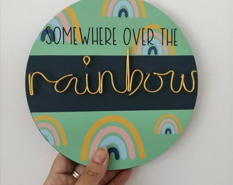 JUDY GARLAND/"SOMEWHERE OVER THE RAINBOW/" LYRICS POSTER PLAQUE*SHABBY*WOODEN SIGN