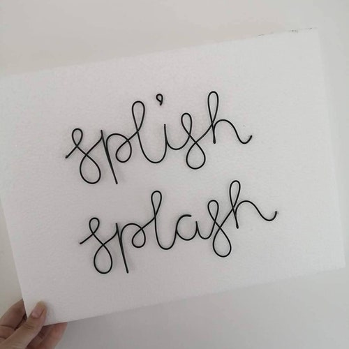 Wire Words Splish Splash Alf Font Bathroom Wire Words Etsy