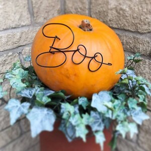 Wire words - pumpkin sign -  pumpkin boo sign - pumpkin label - halloween boo sign- wiry word - Garden sign - halloween gift