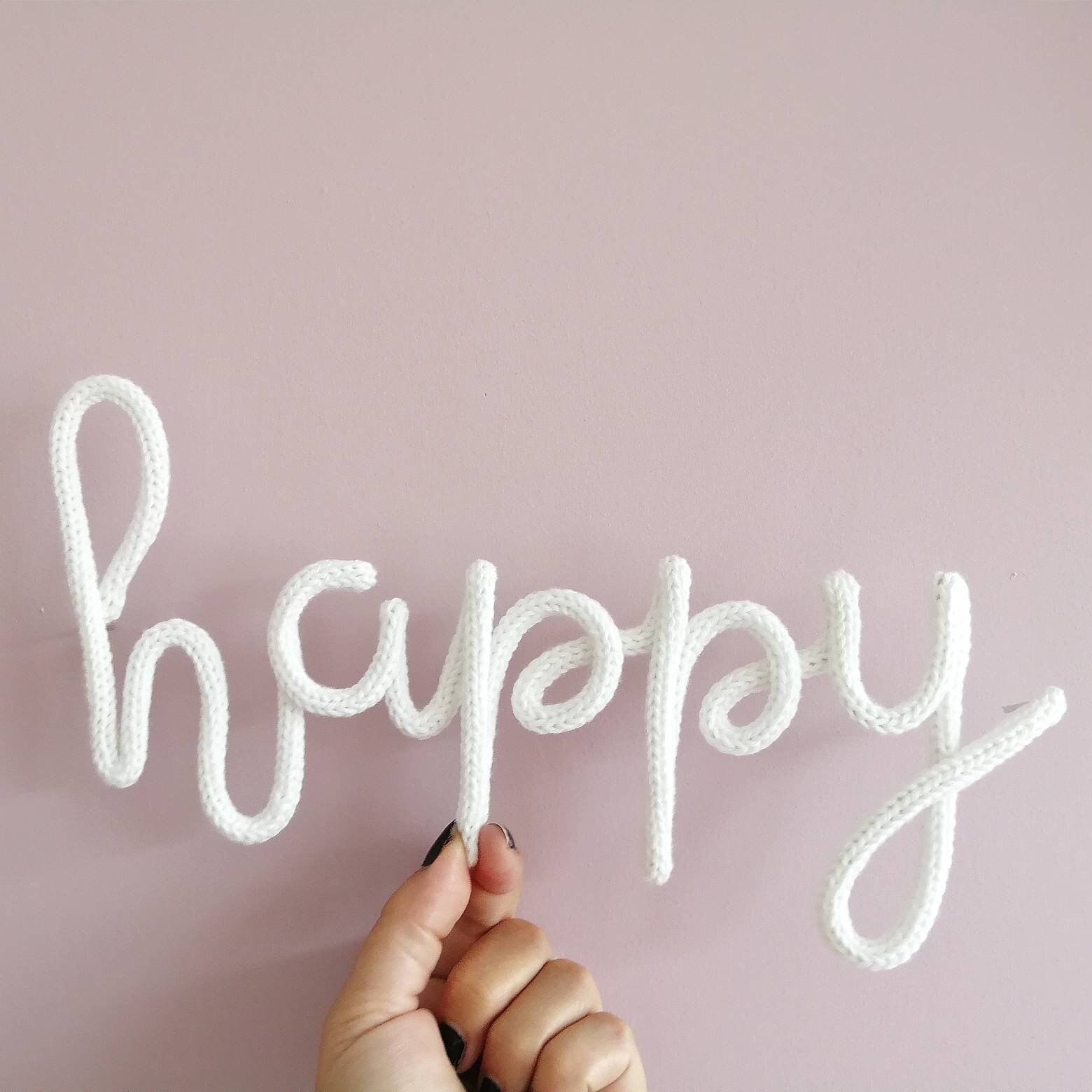 Knitted words Woolly letters wire wool letters Wall Etsy