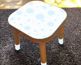 IKEA Flisat stool decal | Blue Bubbles | ikea flisat hack, ikea flisat makeover, chair sticker