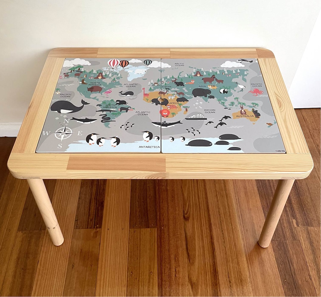 IKEA Flisat Decal World Map Ikea Flisat Hack, Ikea Flisat Makeover