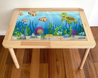 IKEA Flisat decal | Under The Sea | ikea flisat hack, ikea flisat makeover, table top sticker