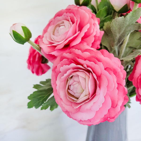 Real Touch Fuchsia Ranunculus Stem - 19" Artificial Silk Flower