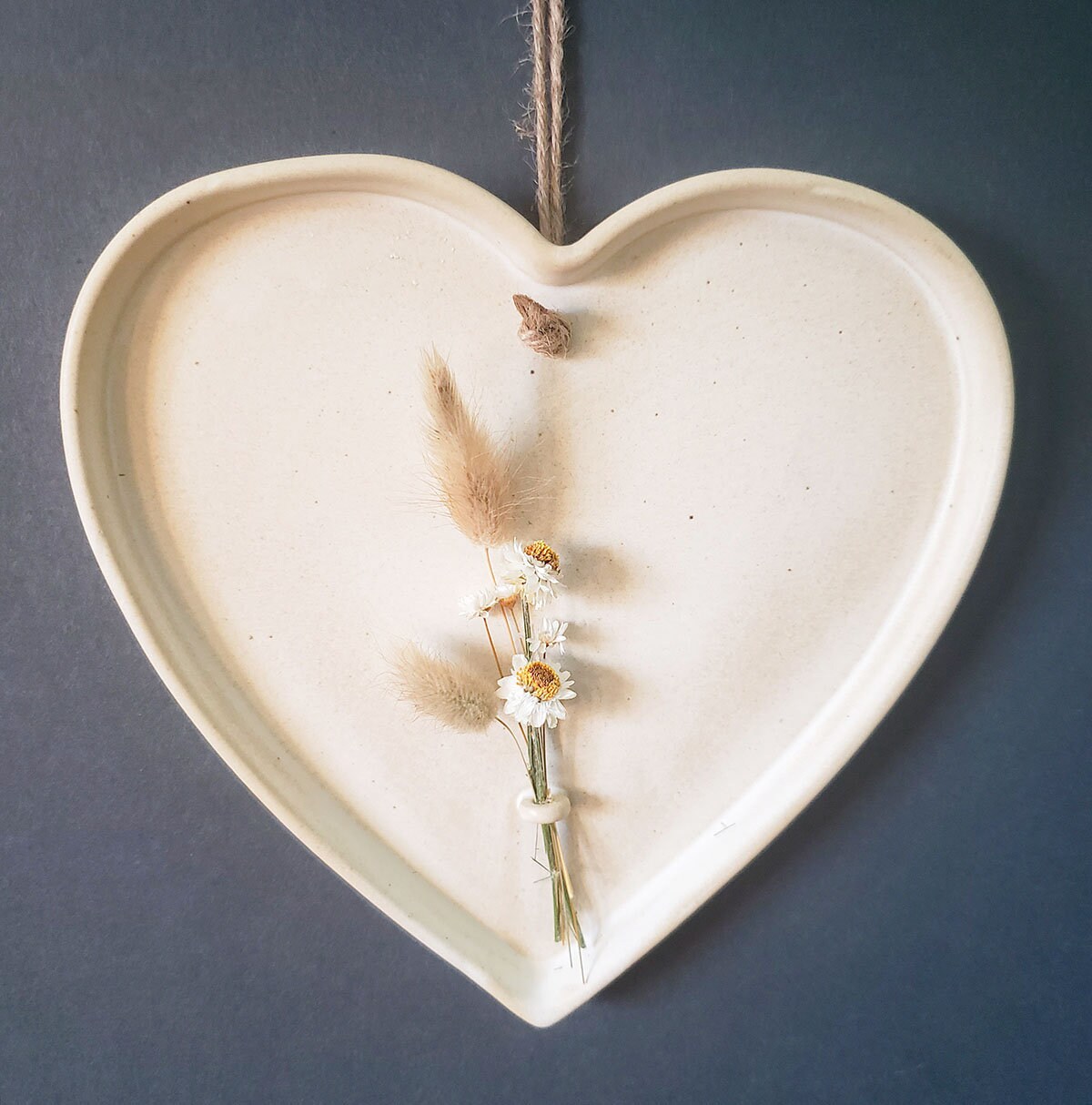 Dried Flower Holder in Heart shape made out of Ceramic Boho Etsy