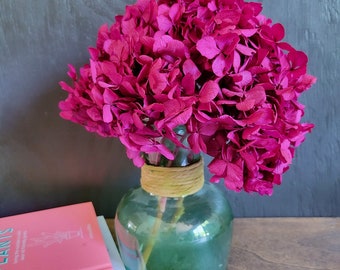 Preserved Hydrangeas Raspberry Color | Dried Hydrangea | Violet Flower | Dried Flowers | Preserved Flower | Jumbo Hydrangea | Home Decor