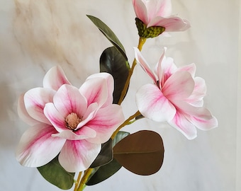 Real Touch Pink Magnolia Flower Branch | 32" Faux Floral Arrangement