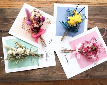 Customizable Dried Flowers Card 7x5 | Valentines Day Postcard | Birthday Card | Maid of Honor | Mother's Day Card | Bridesmaid Invitation