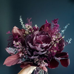 Dried Flower Halloween Wedding Bouquet | Goth wedding bouquet | Halloween bouquet | Dry Floral Arrangement | Burgundy Bouquet | Everlasting