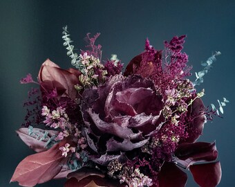 Dried Burgundy Flower Bouquet | Gothic Halloween Wedding Arrangement