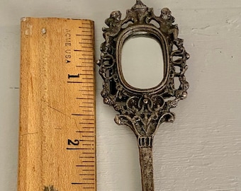 Antique Victorian Child's Hand Mirror / Tiny handheld mirror