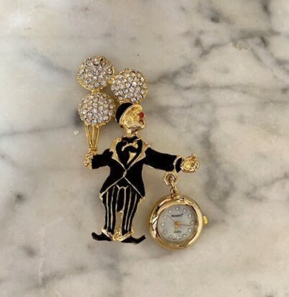Vintage Bonetto Clown Japan Movt Watch Pendant Brooch Etsy