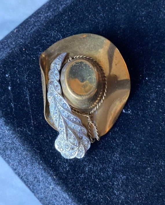 Cowgirl Pin / Gold Plated  / Pendant, Pin / Rhine… - image 1