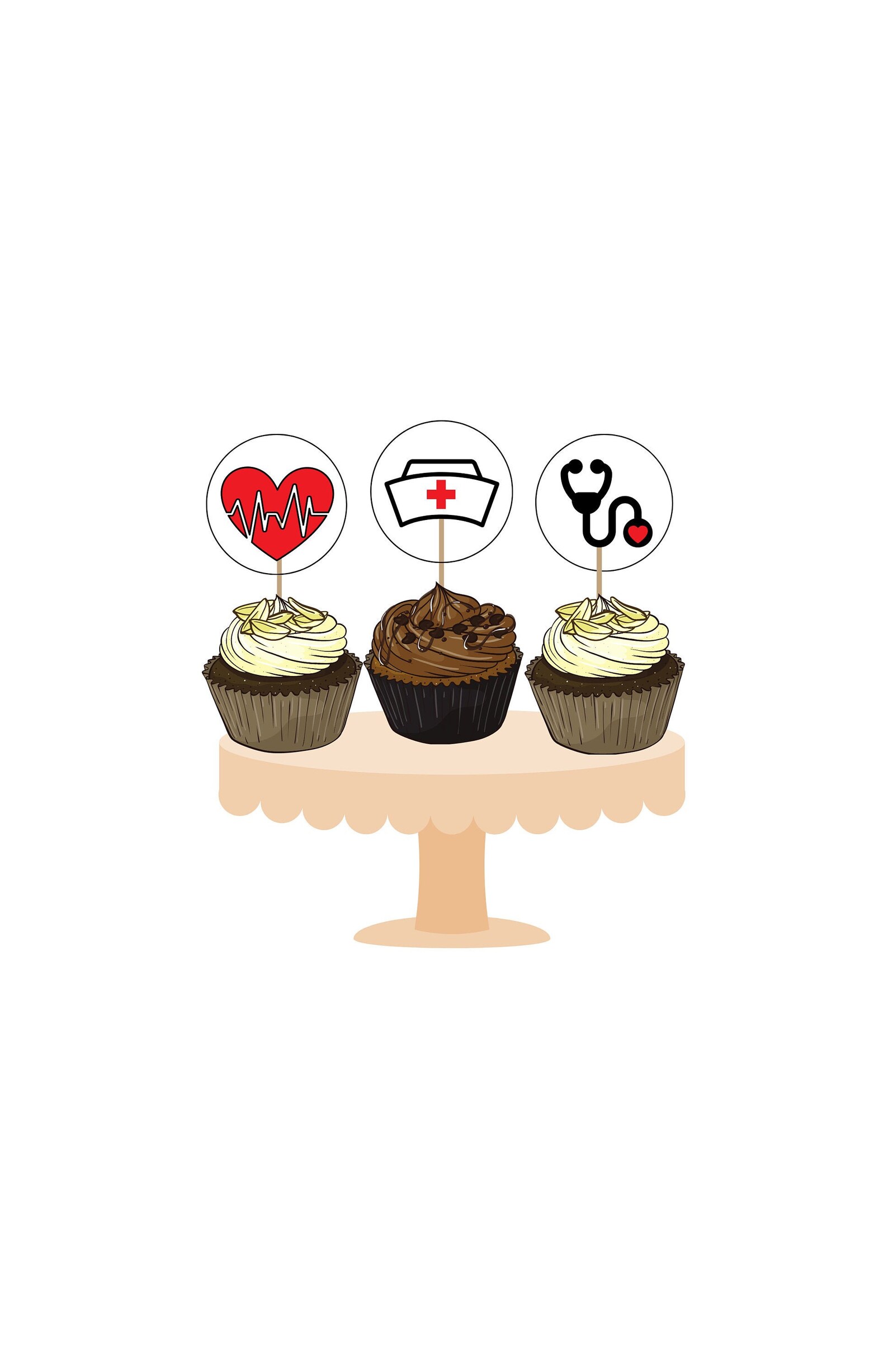 Nurse Themed Cupcake Topper Printable - Etsy