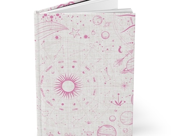 Astrology Moon Phases Manifestation Hardcover Journal Pink