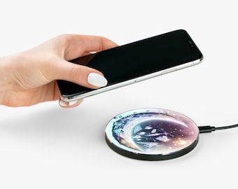 Celestial Moon Stars & Crystals Wireless Charger White