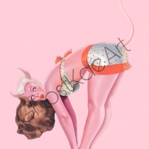 Pink Retro Devil Pulp Art / Pin Up Print