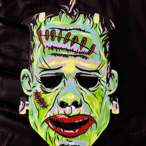 Retro Style Halloween Vintage Frankenstein Mask Art
