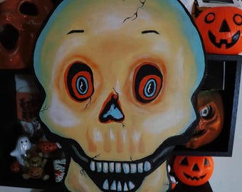 Art déco vintage Halloween style rétro découpé avec tête de mort
