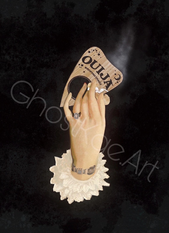 Victorian Mourning Hand With Ouija Planchette Seance Oddity Art