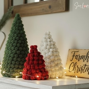 Patrón de árbol de Navidad a crochet / Decoración navideña / DIY (3 tamaños) - Descargar PDF