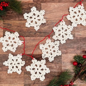 Crochet Snowflake – Ornament & Garland PATTERN, holiday decor, Christmas, winter, Hanukkah