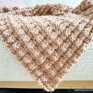 Double Sided Chunky Knit Blanket Pattern | Easy Textured Throw | Beginner TV Knitting | PDF Download image 5