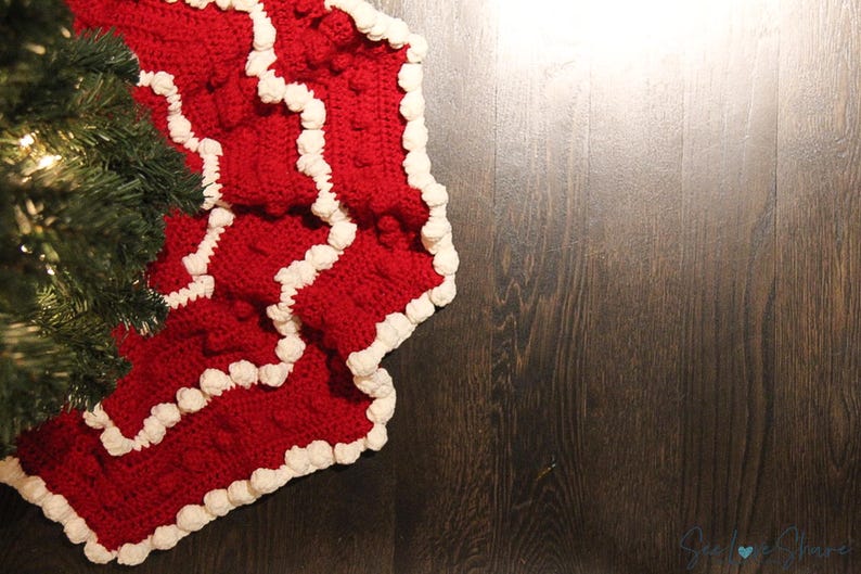 Patrón de falda para árbol de Navidad a crochet / PDF de falda para árbol de Navidad a crochet / Tallas para árboles pequeños y mini / Patrón de decoración navideña para principiantes imagen 11