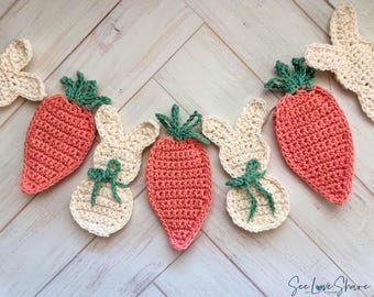 Crochet Easter Bunny & Carrot Garland Pattern | Beginner Friendly Spring Decor | PDF Instant Download