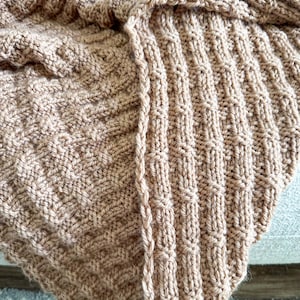 Double Sided Chunky Knit Blanket Pattern | Easy Textured Throw | Beginner TV Knitting | PDF Download image 7