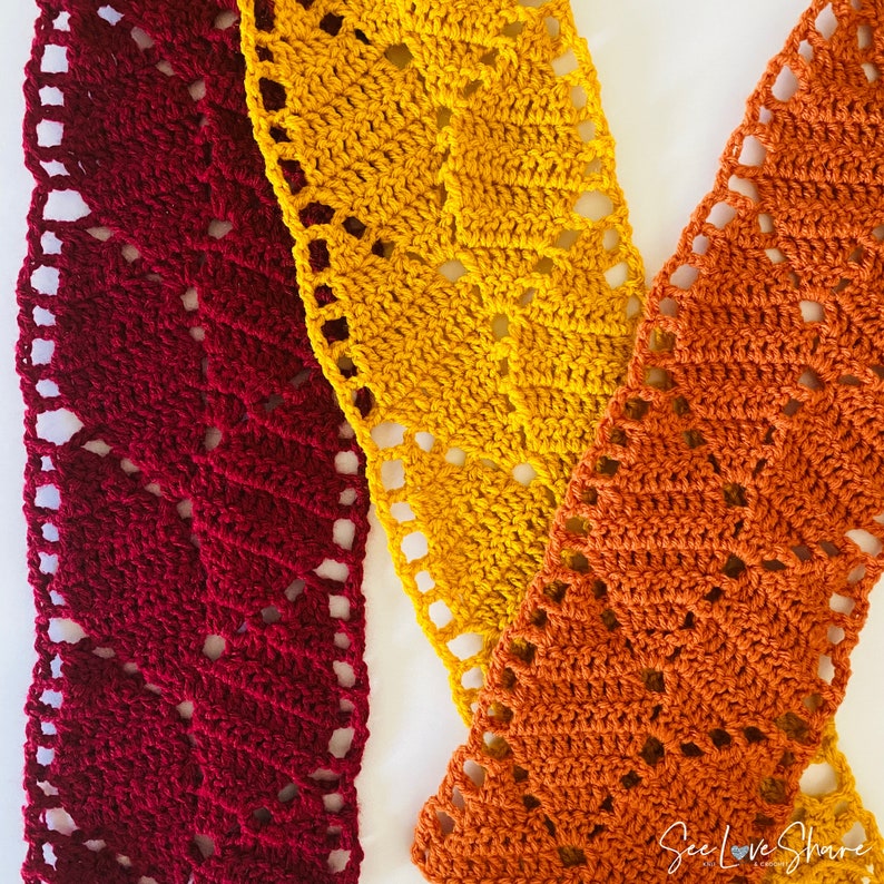 Adjustable Falling Leaves Autumn Crochet Pattern for Table Runner, Throw, Afghan, Pillow Sham, Scarf, Gifts, Thanksgiving image 6