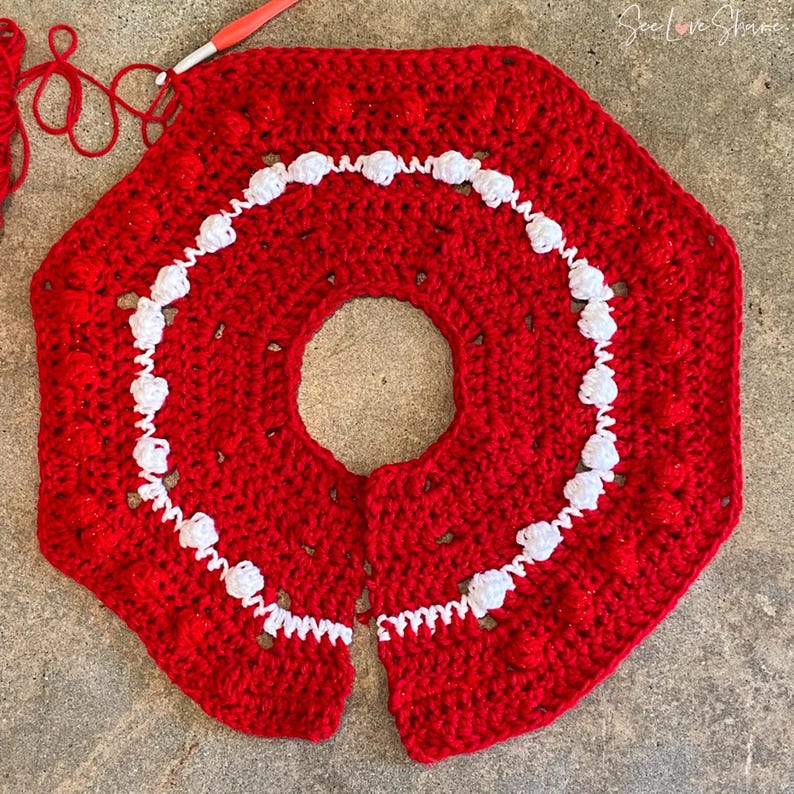 Patrón de falda para árbol de Navidad a crochet / PDF de falda para árbol de Navidad a crochet / Tallas para árboles pequeños y mini / Patrón de decoración navideña para principiantes imagen 8