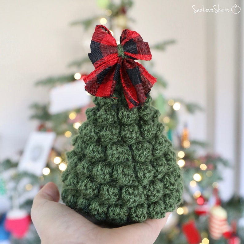 Crochet Bobble Stitch Christmas Tree Trio PATTERN, decor, hostess gift, handmade, ornament image 2