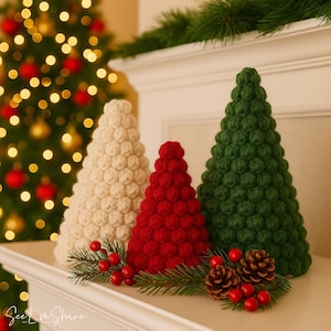 Árbol de Navidad de crochet / Patrón de árbol de crochet / 3 tamaños, decoración navideña para principiantes, adorno