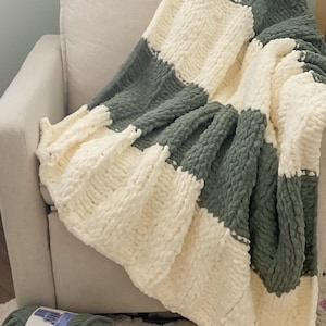 Chunky Knit Blanket Pattern | Beginner Friendly Knit Throw Blanket | Super Bulky Jumbo Yarn | PDF Instant Download image 3