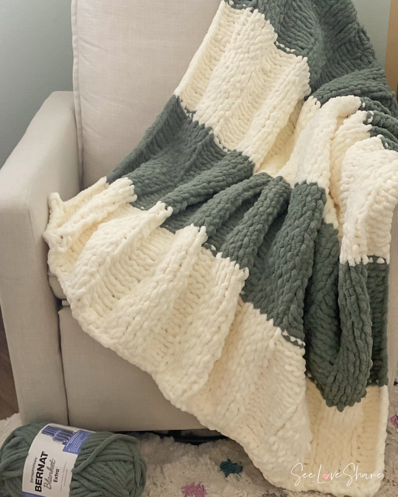 Easy Peasy Chunky Knit Throw Pattern Etsy