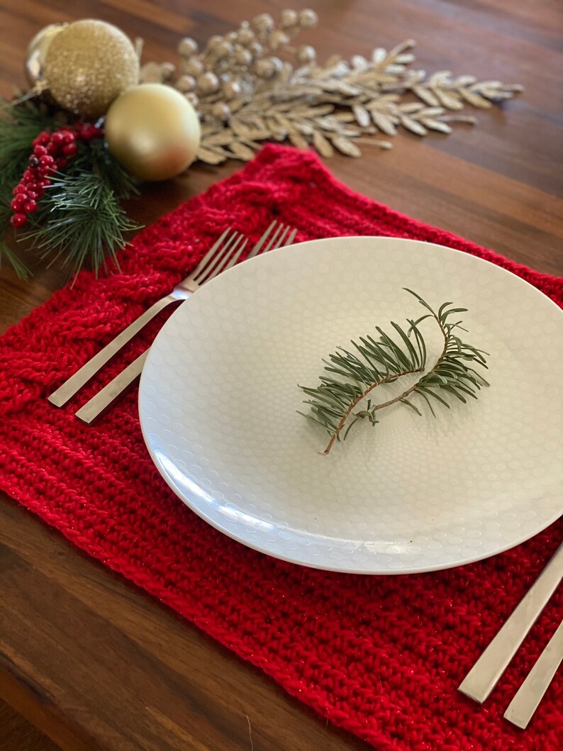Holiday Crochet Place setting PATTERN | Crochet Christmas Decor | Beginner Guide | Home Decor, Handmade Holiday image 5