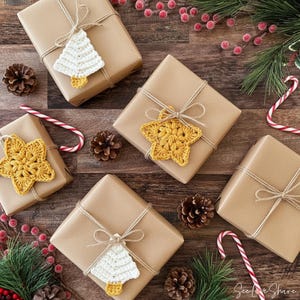 Crochet Christmas Garland Pattern | Trees & Stars Holiday Ornaments Gift Tags | Beginner Friendly Christmas Decor | PDF Instant Download image 3